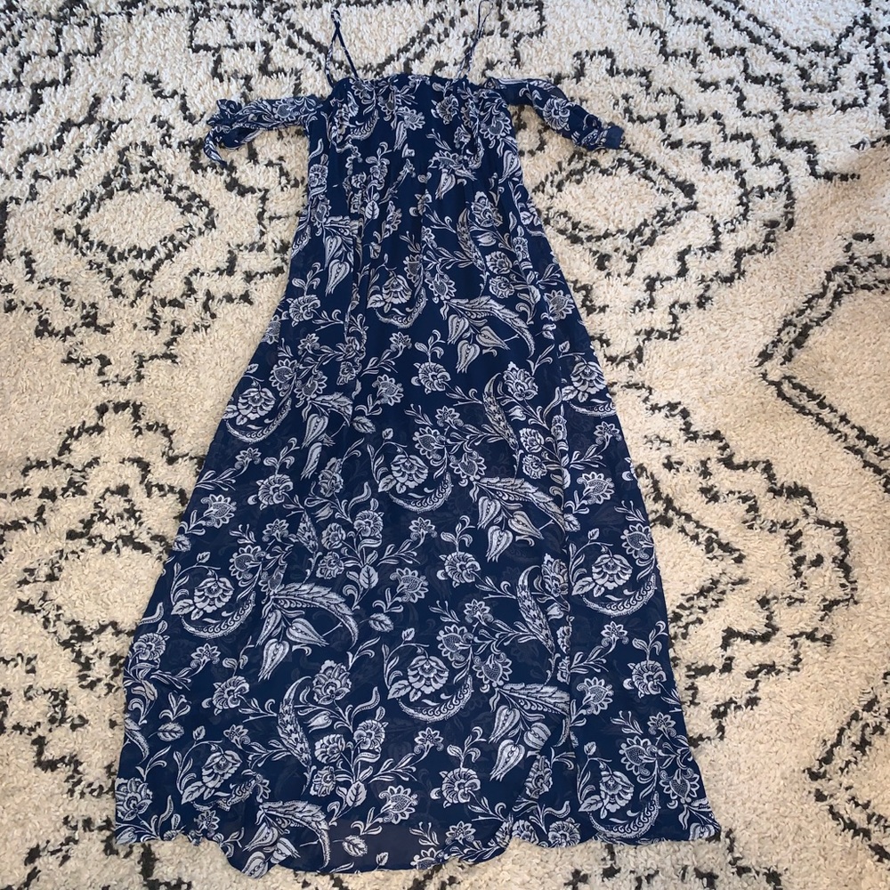 Blue and white floral dress